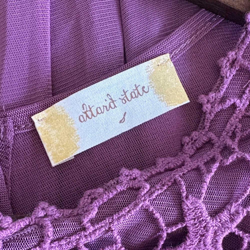 Altar’d State Boho Lace Tank Top Crochet Swing Blouse Mauve Size S - Picture 2 of 7